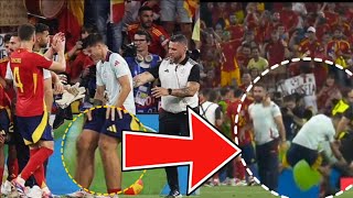 Alvaro Morata injured by a SECURITY GUARD while celebrating Spains 21 win over France [upl. by Nerred]