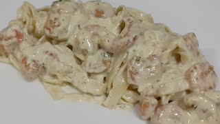 FETTUCCINE COM CAMARÃO  Esse macarrão vai creme de leite e requeijão [upl. by Ayrb]