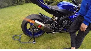 2017 Yamaha R6 walk around  akrapovic sound [upl. by Halette152]