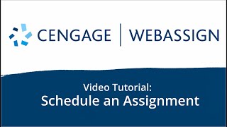 Schedule An Assignment  WebAssign [upl. by Fugazy92]