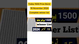 Today 1500 Prize bond Result 15 November 2024 1500 Prize bond list today 15 November 2024 [upl. by Ahsilam]