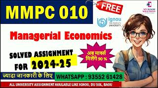 MMPC 10 Solved Assignment 202425  Managerial Economics  90 Marks  IGNOU Solved Assignment [upl. by Candless]