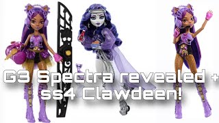 MONSTER HIGH NEWS G3 Spectra doll revealed  Skulltimate Secrets 4 Clawdeen [upl. by Poll]