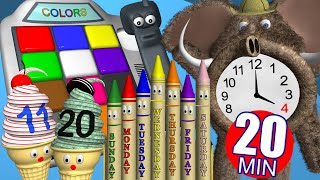 Super Educational Videos for Kids  Colors Numbers Alphabet Telling Time amp Days of the Week [upl. by Selden]