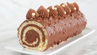 Ma Meilleure BUCHE ROULÉE CHOCOLAT Facile à faire  GLAÇAGE ROCHER [upl. by Frankhouse]