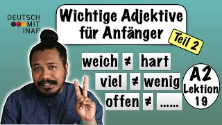 A2 Lektion 19  Wichtige Adjektive und Gegenteile  Important German adjectives and opposites [upl. by Ziana220]