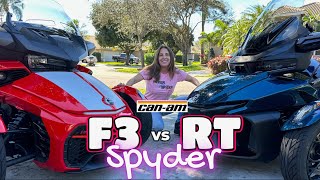 Lets Compare the Canam Spyder RT vs F3 [upl. by Anikat435]