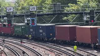 DB’s 66068 heads through Southampton towards Southampton Central Station with an intermodal service [upl. by Raquel]