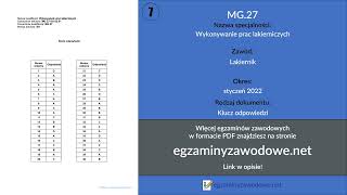 Egzamin zawodowy klucz odpowiedzi MG27 Wykonywanie prac lakierniczych styczeń 2022 [upl. by Klenk686]