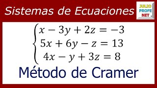 Sistemas de ecuaciones lineales 3×3 por método de Cramer [upl. by Ingvar]