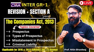 CMA Inter Companies Act Prospectus Type Misstatement amp Punishment Revision  Prof Nitin Bhardwaj [upl. by Eelan]