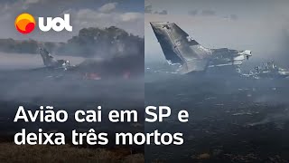 Avião cai no interior de São Paulo pega fogo e deixa três mortos [upl. by Gradey527]