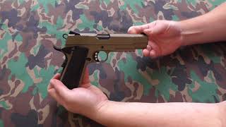 Army armament R28 desert Colt 1911 Kimber gas GBB amp chrono [upl. by Aihsein]