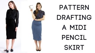 DIY Pattern Drafting A Midi Pencil Skirt  Sew Anastasia [upl. by Kaia722]