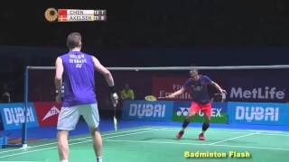 HighlightsChen Long Vs Viktor AxelsenDestination Dubai 2015 [upl. by Ennovyahs]