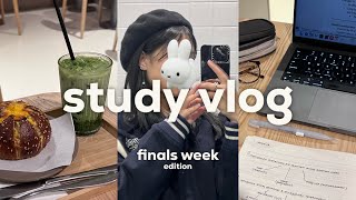 study vlog finals week pt 1 🏸 9PM library nights cafe study sessions  many flashcards [upl. by Eiloj]