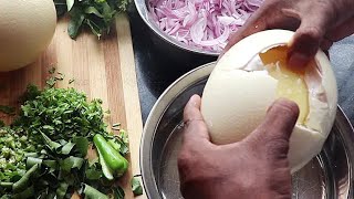 Ostrich egg omelette recipe in shorts  Butterfly cooks [upl. by Atika]