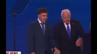 Tim Walz Yanking and Pulling His Disabled Sons Arm at the DNC [upl. by Yelnats]