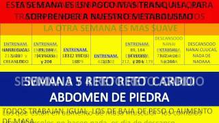 Calendario Semana semana del Reto Cardio abdomen de piedra Y video Explicativo [upl. by Horwitz]