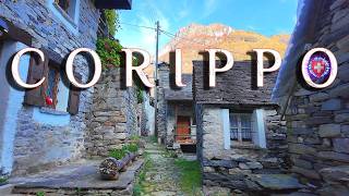 CORIPPO SWITZERLAND ✨ Hotel in mountain abandoned village  Rustic houses in Tessin Walking tour 4K [upl. by Bobseine]