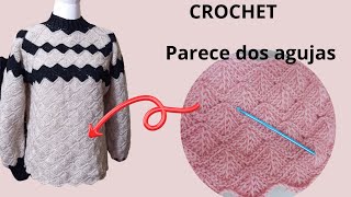 como tejer cardigan a crochet imitacion 2 agujas conchitas [upl. by Dibrin]