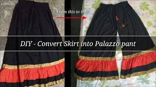 DIY  Convert Skirt into Palazzo Pant  ReFashion your old dresses  Reuse Projects [upl. by Bunker]