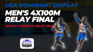 Mens 4x100m Relay Final  USA Dominant Display Highlights  WORLD ATHLETICS RELAYS Bahamas 2024 [upl. by Idelle972]