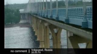 A bridge sways in strong winds in Russia [upl. by Ailimac]