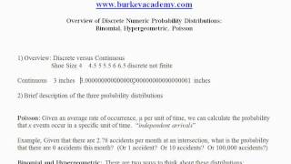 Discrete Numeric Probability Distributions Overview [upl. by Gniliem]