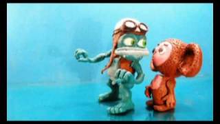 Ceburashka vs Frog Clay Crazy Frog [upl. by Akcebar975]