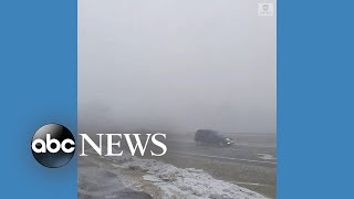 Snow squall blows through New York town [upl. by Kathlene]