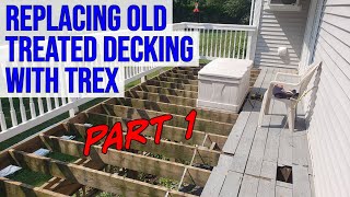 Replacing Old Treated Decking With TREX Composite Deck Redo [upl. by Ahsenik]