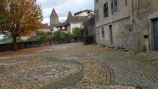 Ancienne forteresse vue de loin EstavayerleLac travel suisse city [upl. by Nylrac]