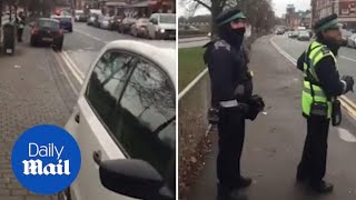 Parking warden gets OWNED for parking on double yellow lines [upl. by Grory622]