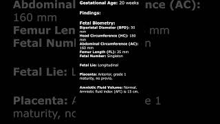 Normal 20 Week Obstetric Ultrasound Sample Report  Fetal USG pregnancyusg ultrasoundreport [upl. by Xavler]