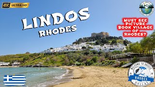 LINDOS picturebook village of Rhodes  Acropolis of Lindos  Greece  4K UHD [upl. by Enrica]