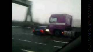 Speeding Blind Truck Driver Has Car Stuck To His Bumper On Freeway [upl. by Noied]