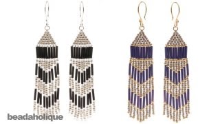 How to Make Brick Stitch and Fringe Beaded Earrings [upl. by Eppes550]