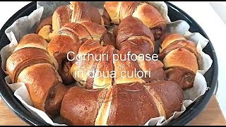 Cornuri pufoase in doua culori cu rahatnucagemciocolata [upl. by Rybma841]