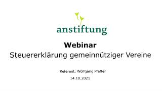 Webinar Steuererklärung gemeinnütziger Vereine [upl. by Meit]