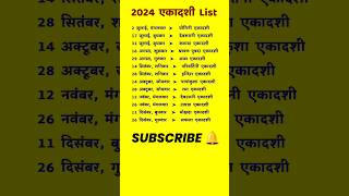 आने वाली एकादशियों की लिस्ट 2024  2024 Ekadashi List 🙏 [upl. by Nea861]