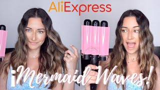 COMO HACER ONDAS DE SIRENA 🤩 MERMAID WAVES  ONDAS PLAYERAS  RIZADORA TRES TUBOS  ALIEXPRESS [upl. by Anirrok402]