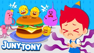 Let’s Prevent Food Poisoning🍔  🤢No No Bacteria Song  Good Habit Songs for Kids  JunyTony [upl. by Anomor]