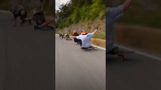 80kmh💨 behind the homies in this corner 😍 sendit skateboarding skate downhillskate [upl. by Lazes]