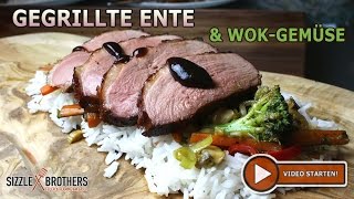 Gegrillte Entenbrust amp Wok Gemüse  SizzleBrothers  WOK  und Grillrezept [upl. by Suicul928]