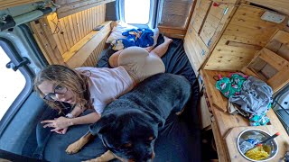 Micro Vanlife Camping With BIG DOG Morning Routine [upl. by Arutek]