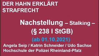 Der Hahn erklärt Strafrecht  § 238 StGB Nachstellung [upl. by Arriaes20]