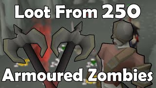 Loot From 250 Armoured Zombies  NEW Defender of Varrock Quest Monster [upl. by Learsi]