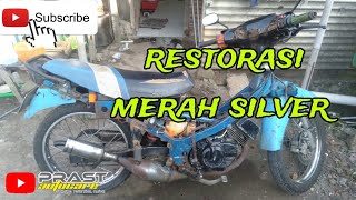 KESERUAN RESTORASI MERAH SILVERSUZUKI SATRIA 2 TAKsuzuki 2tak satria2tak bengkelmotor [upl. by Airemaj877]