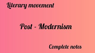 Post Modernism as a Literary movement [upl. by Chor]